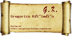 Gregorics Kálmán névjegykártya